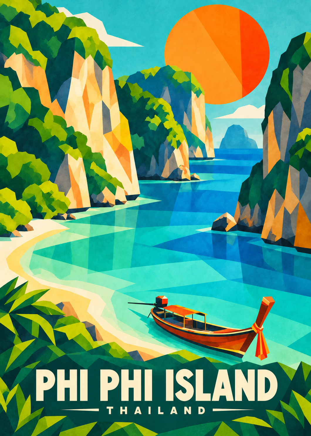 Phi Phi Islands – farbenfrohe geometrische Ortsillustration