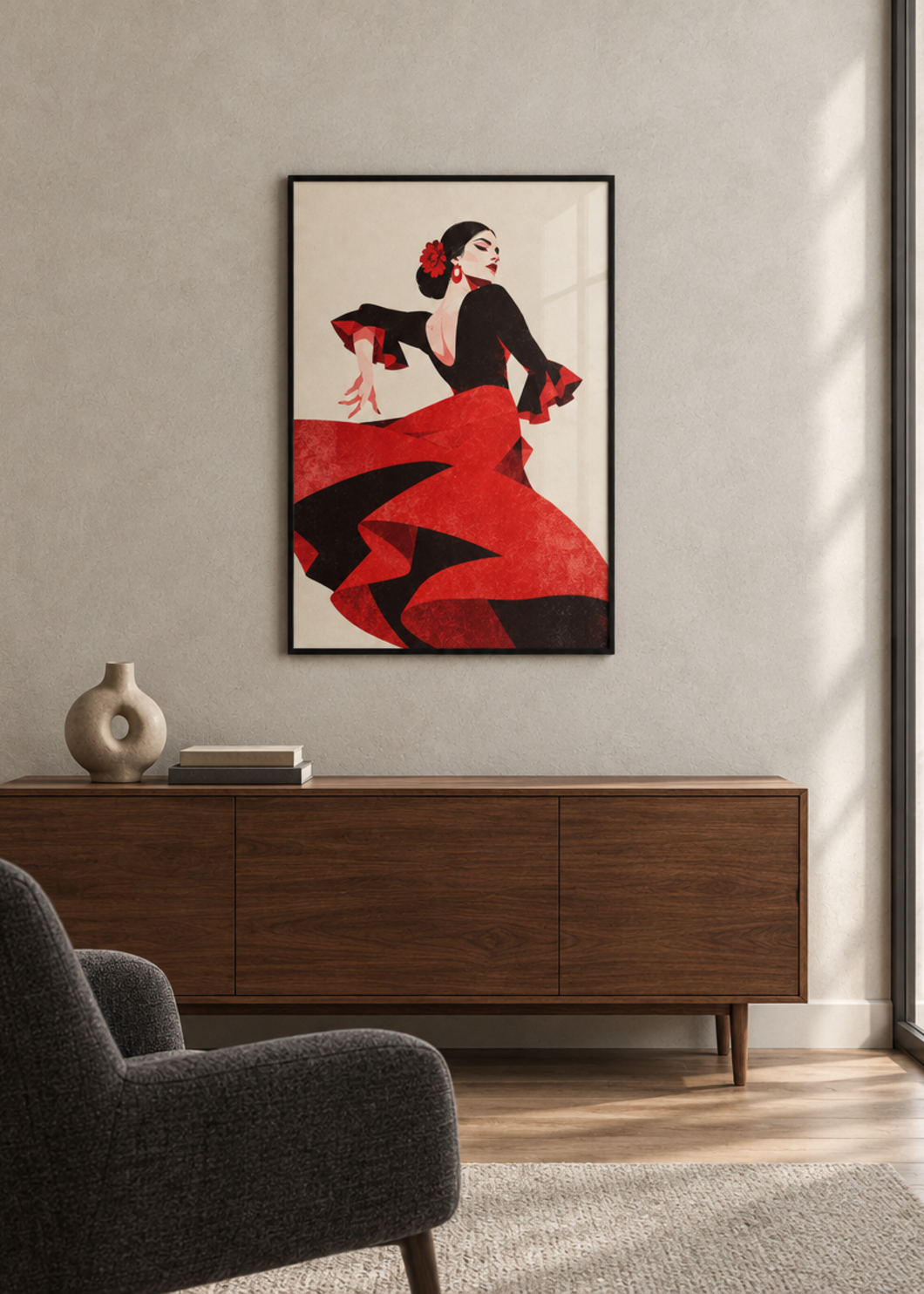 Flamenco – Schwarzer Rahmen mit Plexiglas