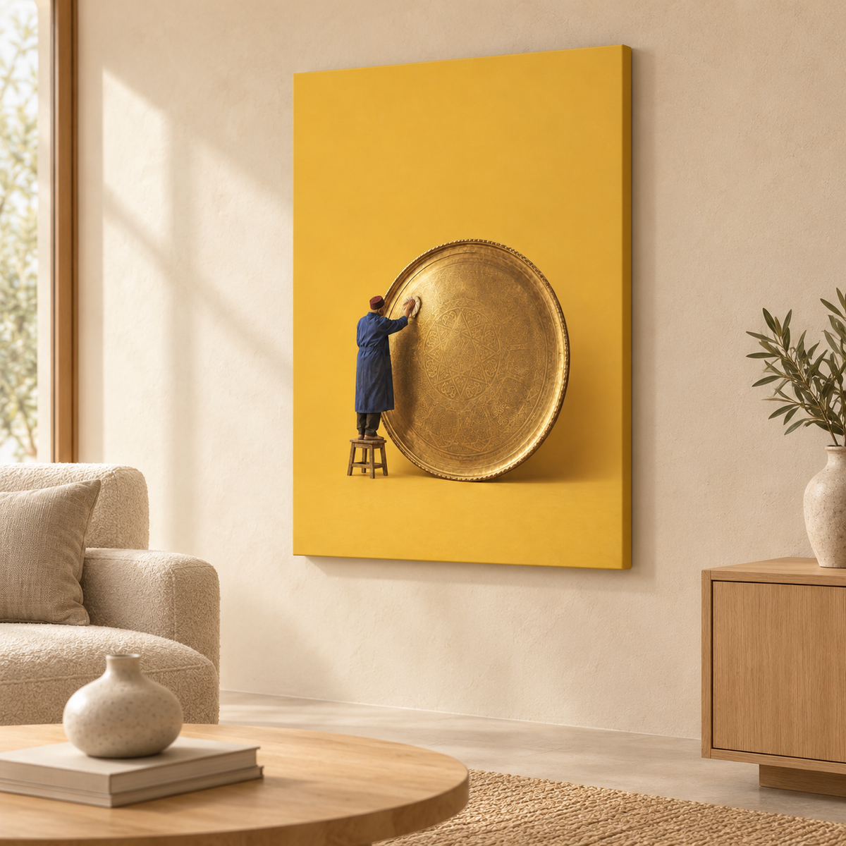 Der Messinghüter als Slim Canvas im Wohnraum