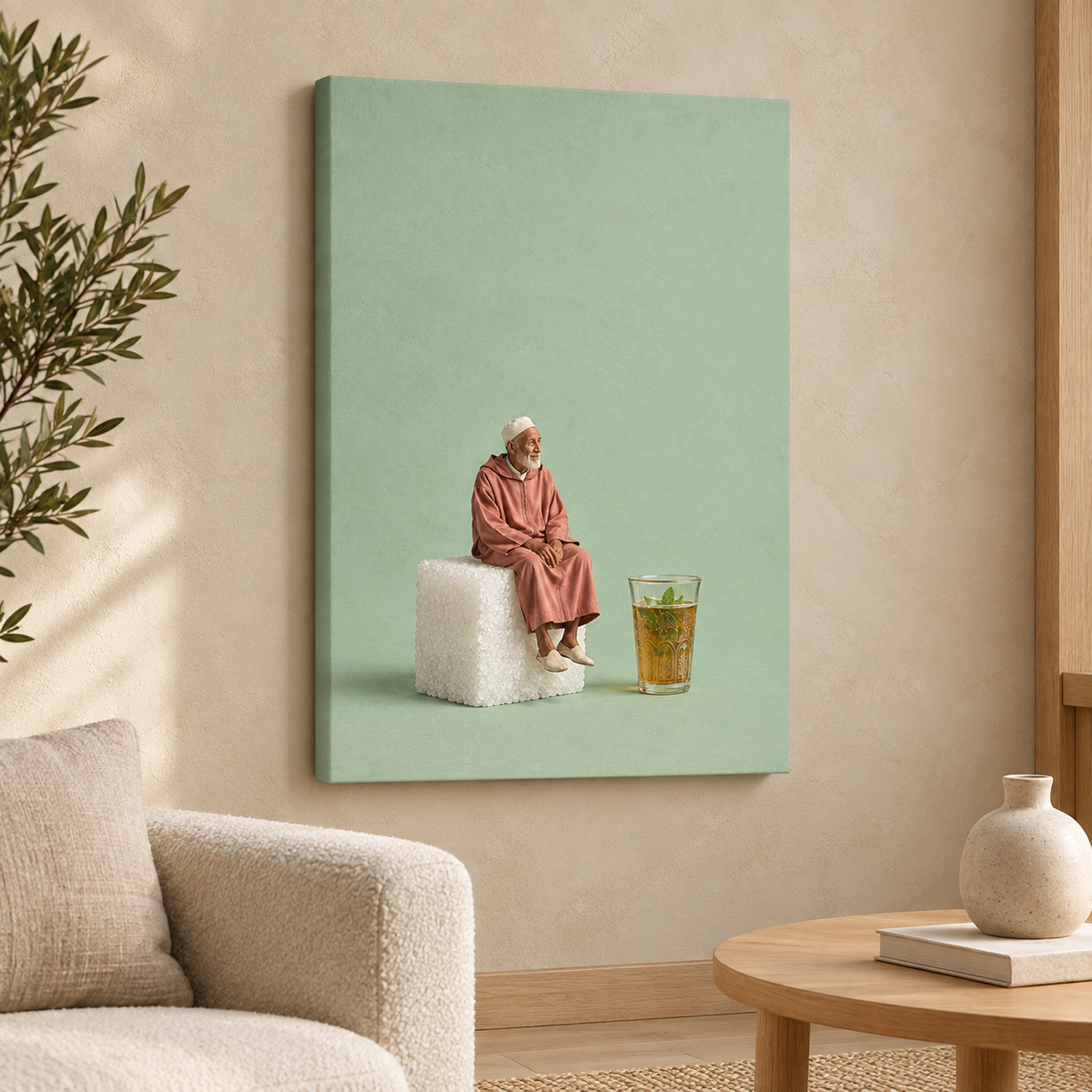 Minztee-Pause als Slim Canvas im Wohnraum