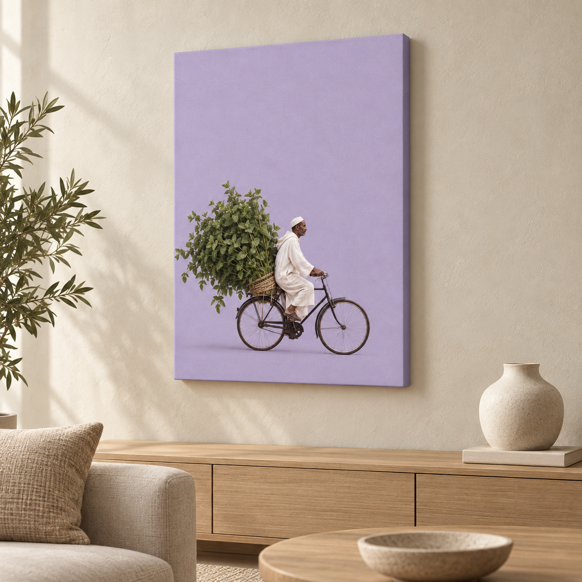 Minze auf Rädern als Slim Canvas im Wohnraum