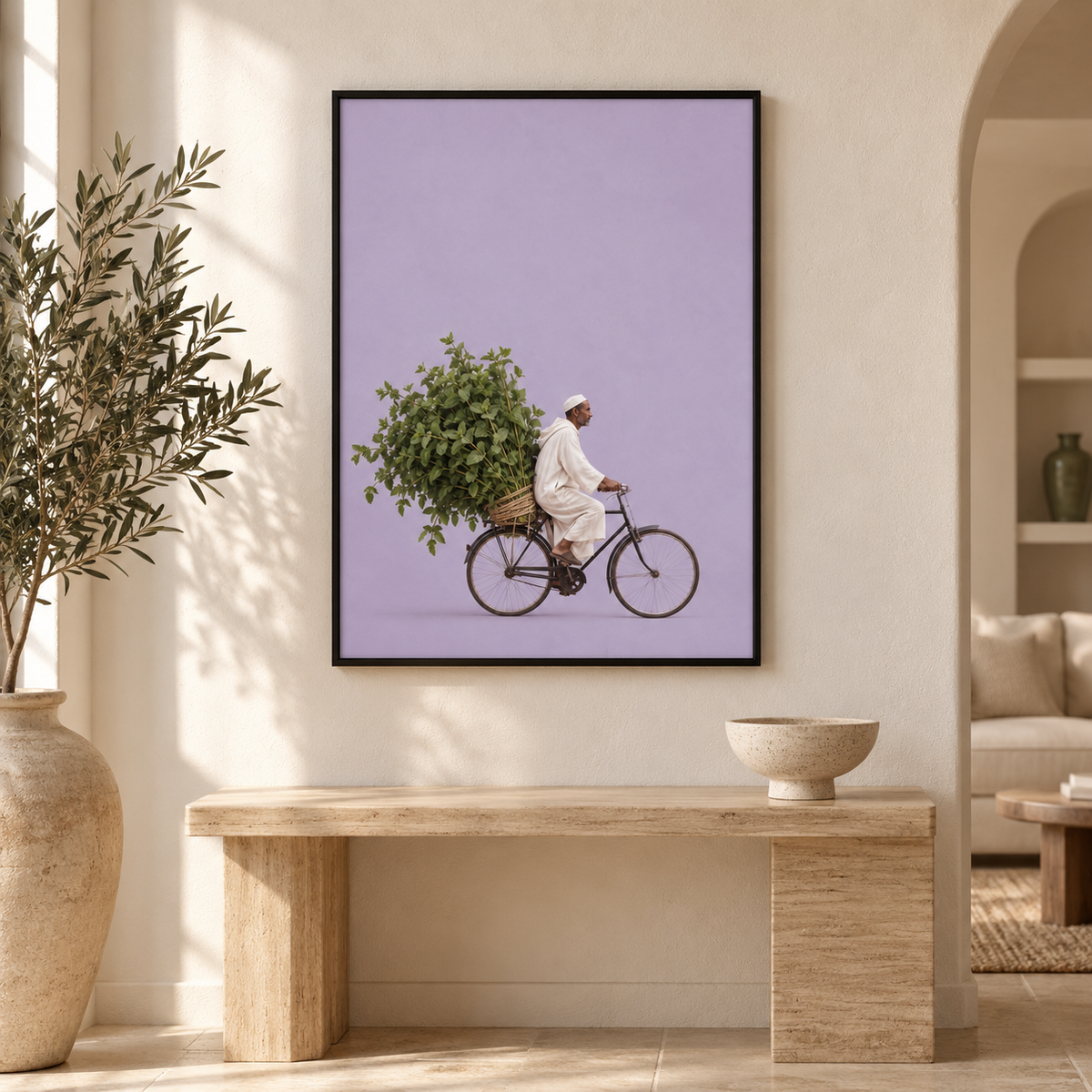 Minze auf Rädern als gerahmtes Poster im Wohnraum