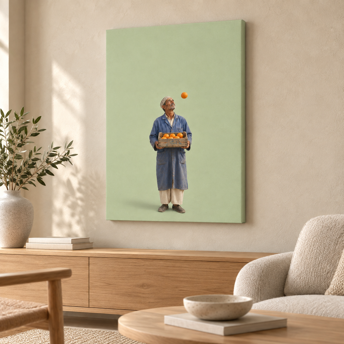 Der letzte Orangenwurf als Slim Canvas im Wohnraum