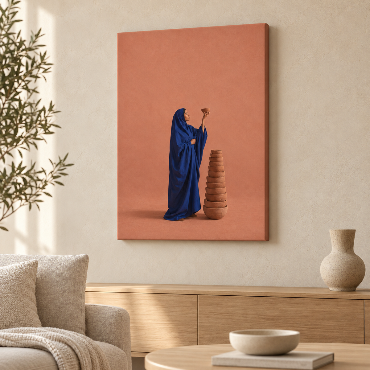 Die Töpferin als Slim Canvas im Wohnraum
