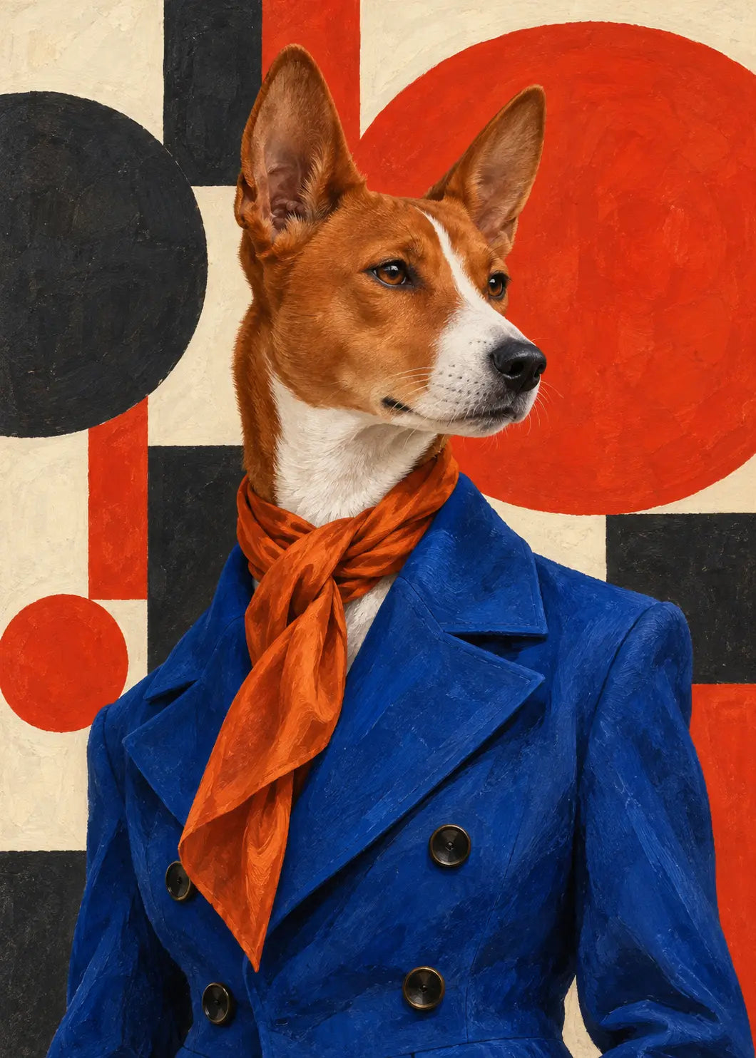 GL00000062 Basenji Bauhaus Kobalt – ungerahmtes Kunstmotiv