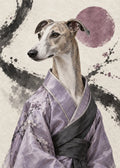 GL00000063 Whippet Sumi-e Lavendel – ungerahmtes Kunstmotiv