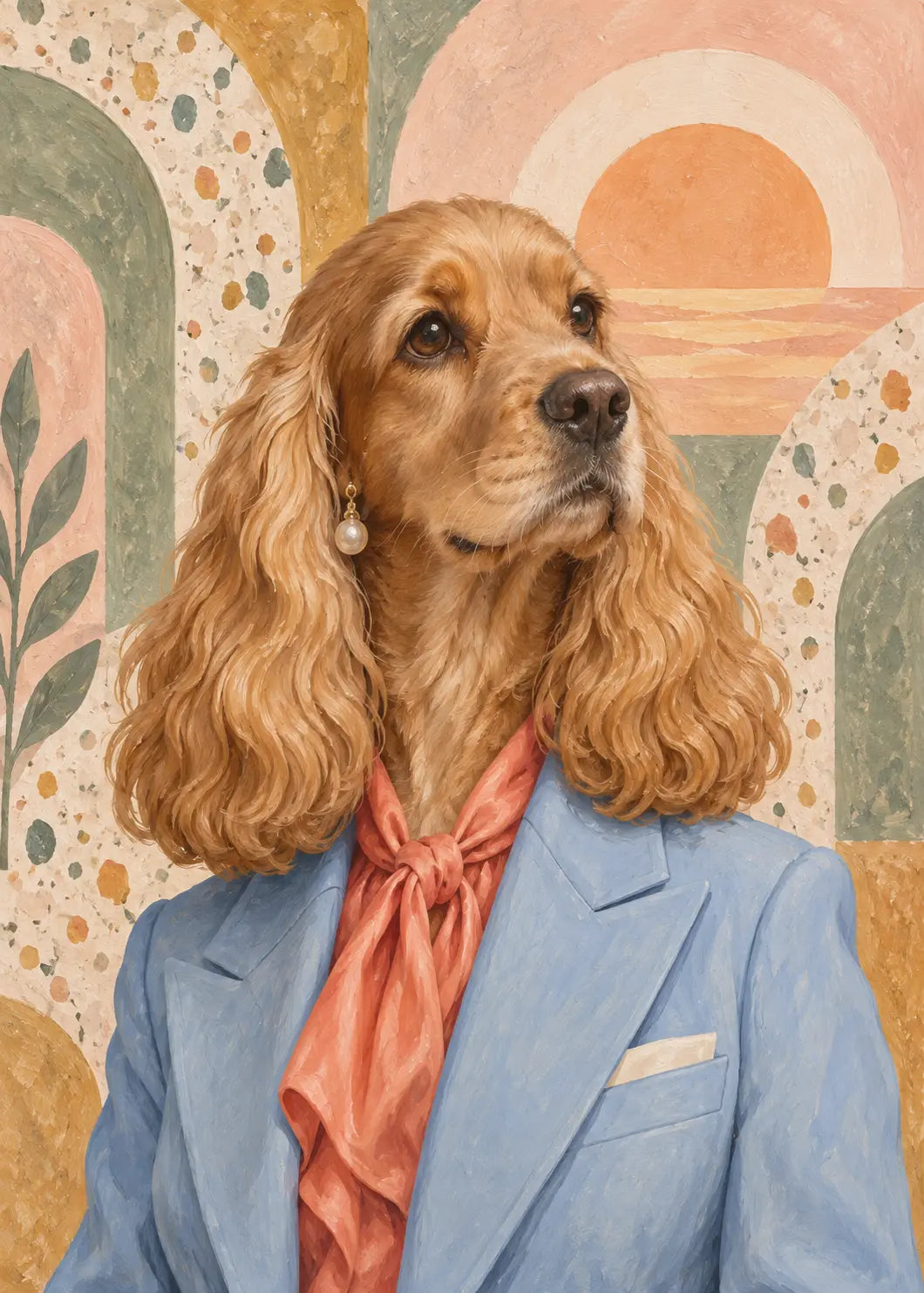 GL00000072 Cocker Spaniel Terrazzo Sunrise – ungerahmtes Kunstmotiv