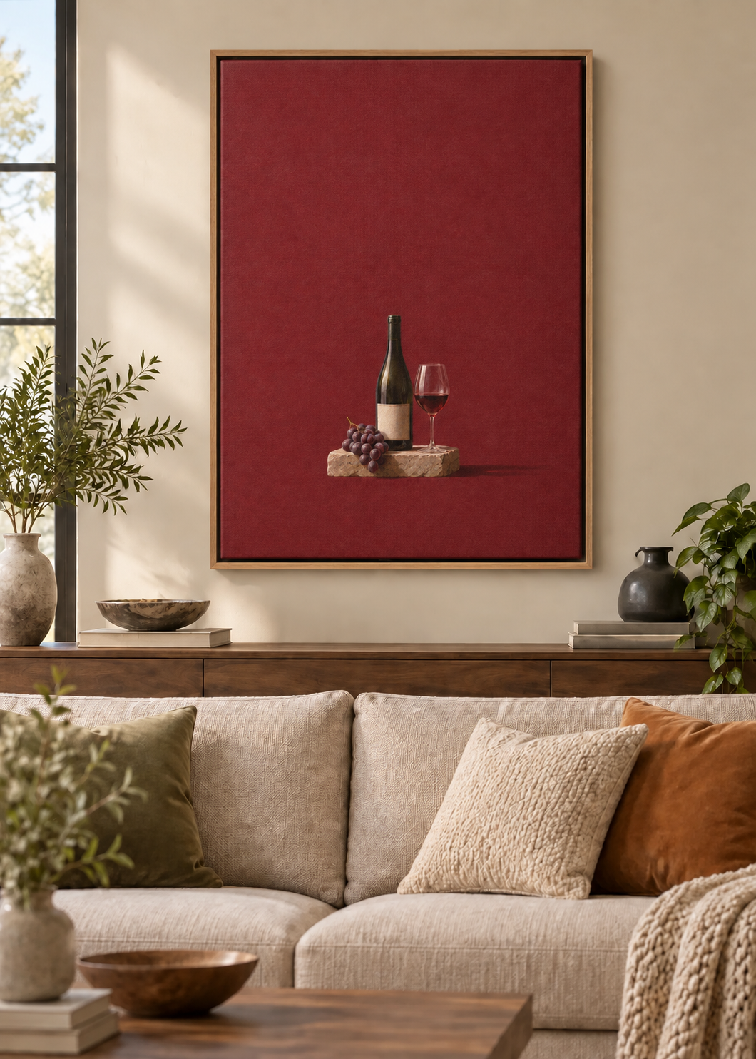 GL00100024 Bordeaux – Wohnzimmer-Mockup, Naturholz-Schattenfuge, Frankreich-Kunst