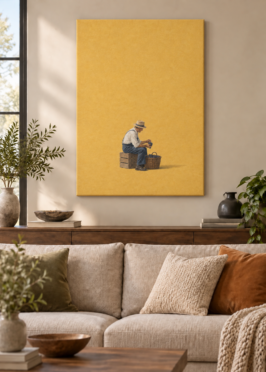 GL00100025 Die Weinlese – Wohnzimmer-Mockup, Slim-Leinwand, Frankreich-Kunst