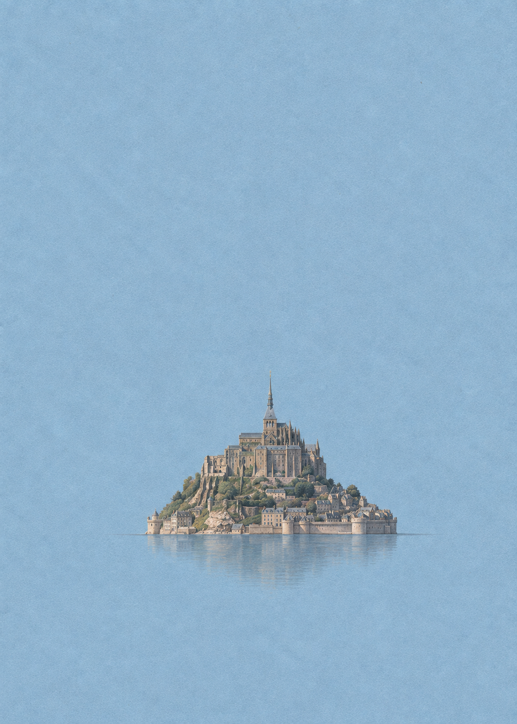 GL00100029 Mont-Saint-Michel – minimalistischer Frankreich-Kunstdruck, Hauptmotiv ohne Rahmen