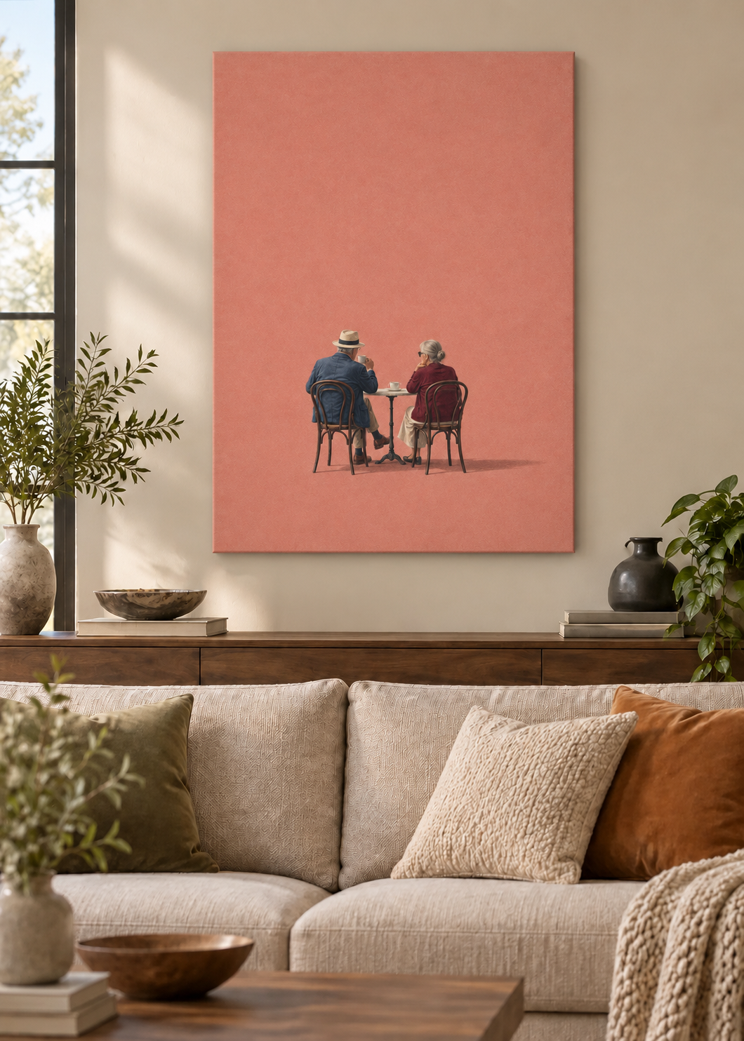 GL00100030 Ein Platz zu zweit – Wohnzimmer-Mockup, Slim-Leinwand, Frankreich-Kunst