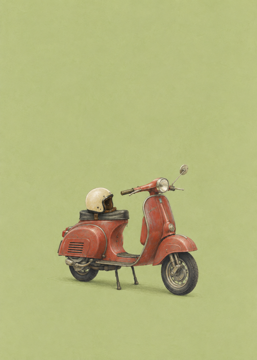 GL00100036 Der rote Motorroller – Italien-Kunstdruck, Hauptmotiv ohne Rahmen