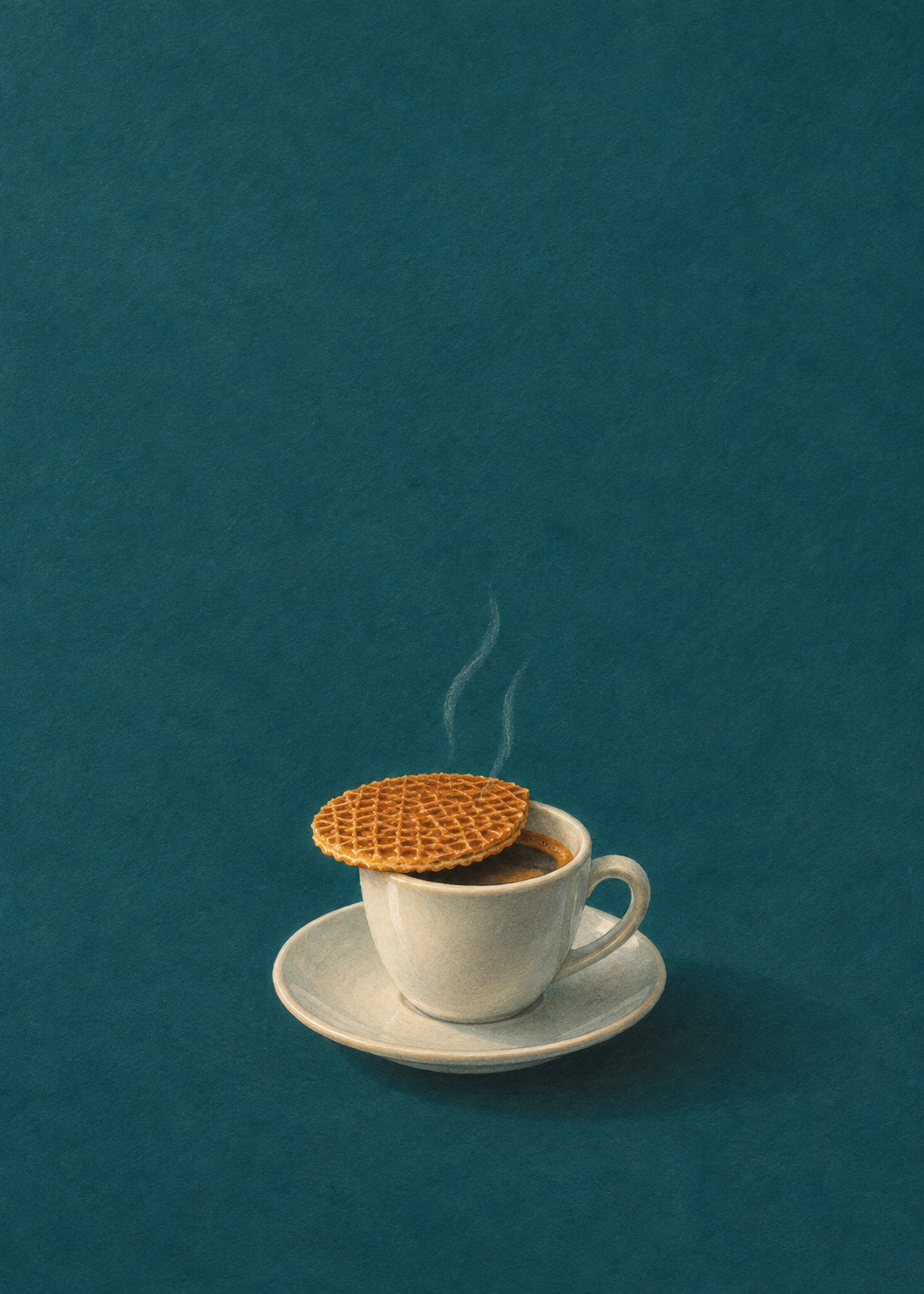GL00100045 Kaffeepause mit Stroopwafel – Holland-Kunstdruck, Hauptmotiv ohne Rahmen