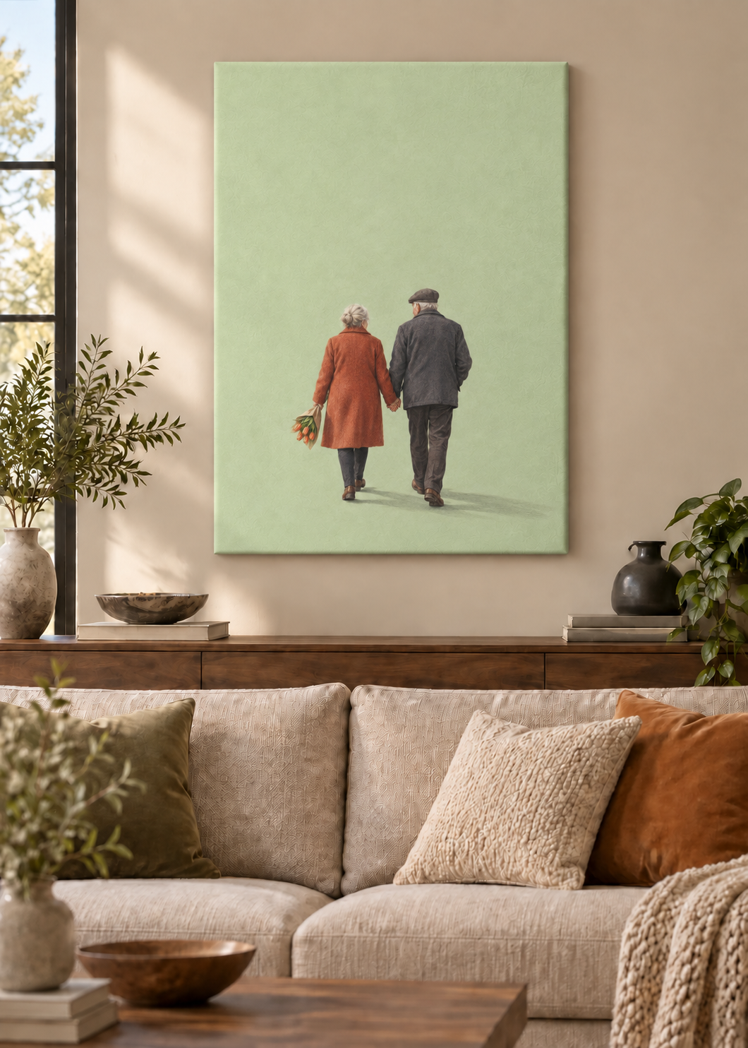 GL00100050 Ein stiller Sonntag – Wohnzimmer-Mockup, Rahmenlose Slim-Leinwand
