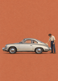 GL00100054 Silberne Linie – Porsche 356 – Deutschland-Kunstdruck, Hauptmotiv ohne Rahmen