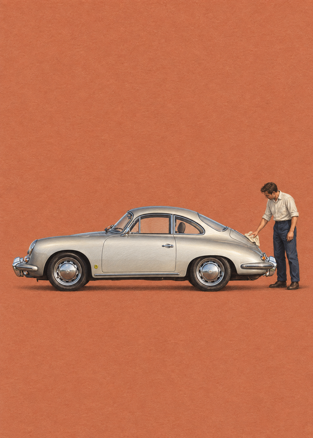 GL00100054 Silberne Linie – Porsche 356 – Deutschland-Kunstdruck, Hauptmotiv ohne Rahmen