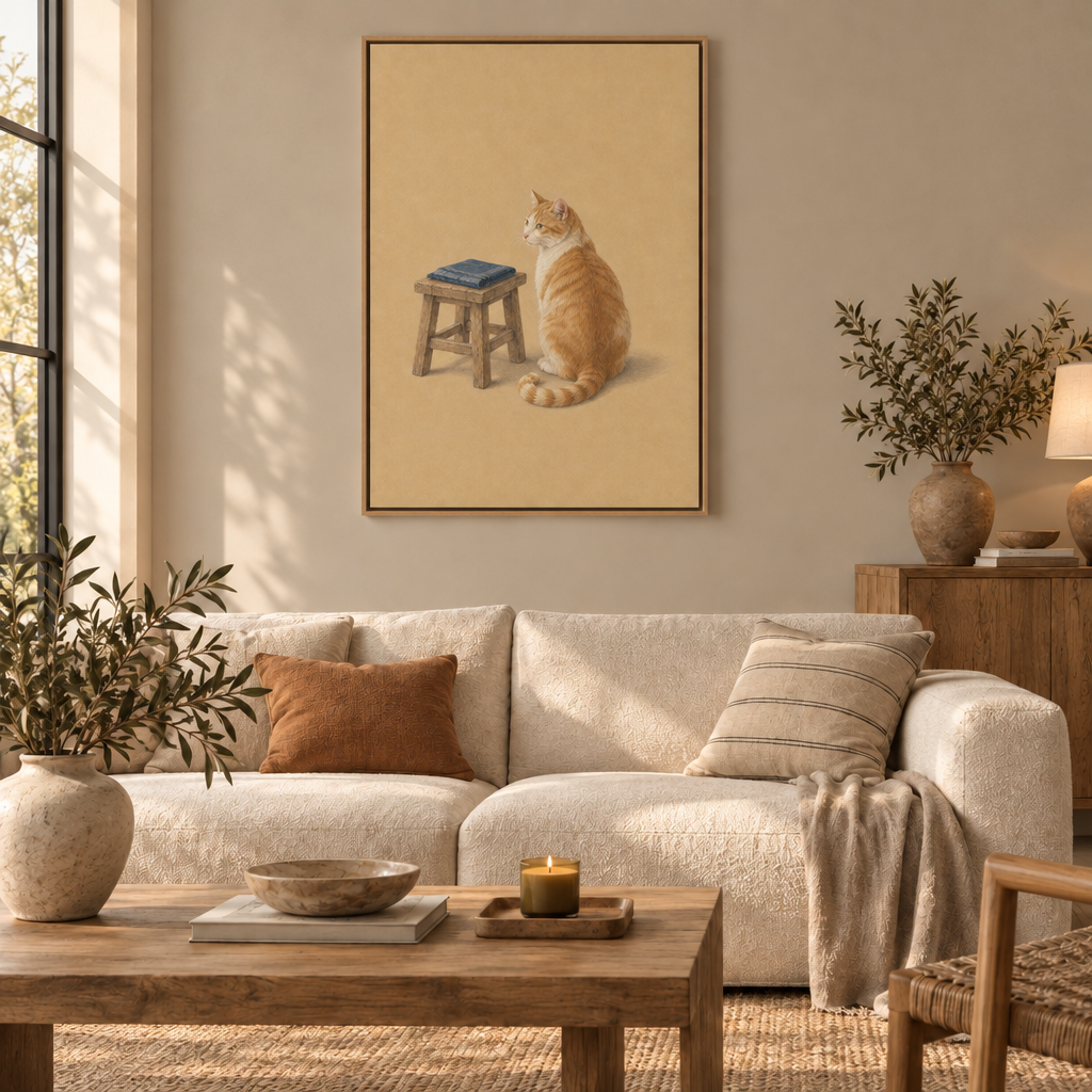 GL00100065 Die Katze von Istanbul – Wohnzimmer: Leinwand im Naturholz-Schattenfugenrahmen