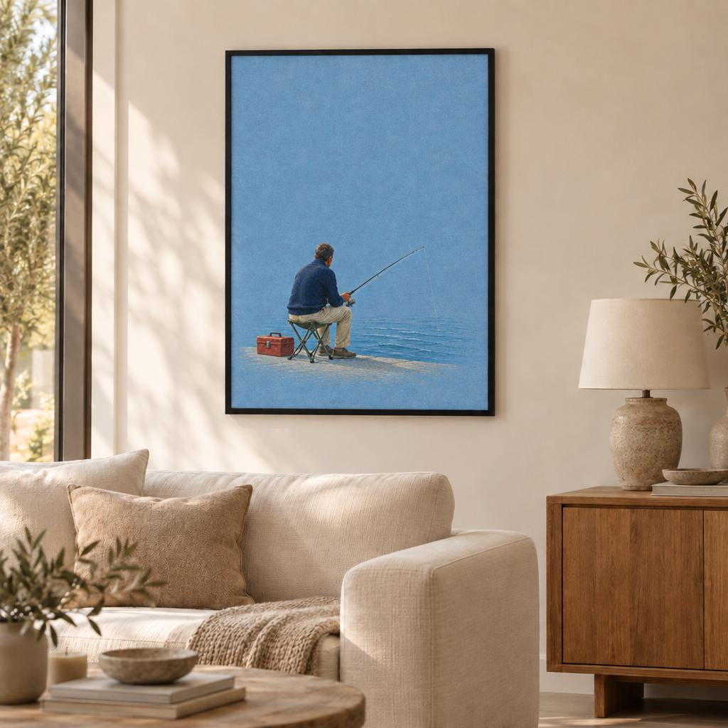 GL00100069 Angler am Bosporus – Wohnzimmer: Poster im schwarzen Holzrahmen