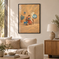 Die Schneiderin der Wolken – Poster im schwarzen Holzrahmen im Wohnzimmer, ohne Weißrand.