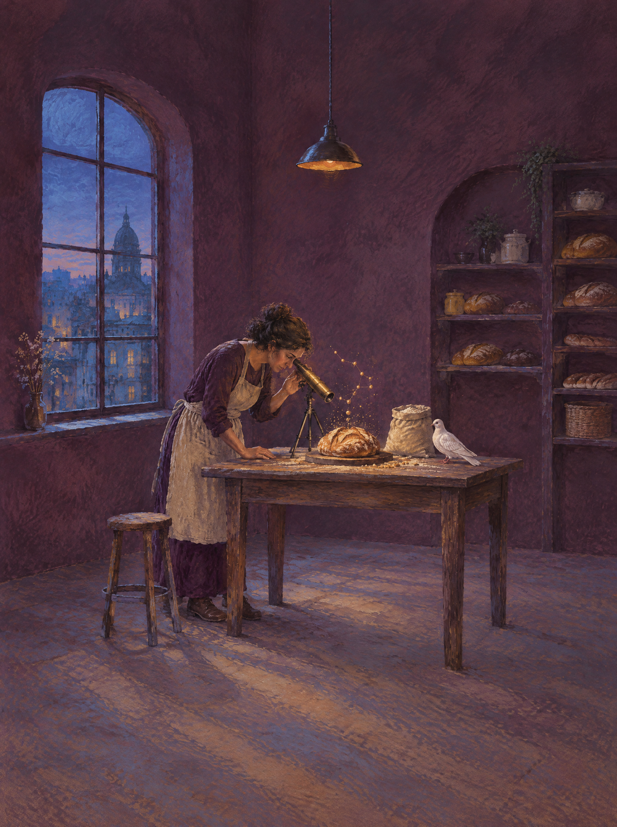 Die Astronomin des Brotes – Kunstmotiv ohne Rahmen.