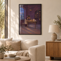 Die Astronomin des Brotes – Poster im schwarzen Holzrahmen im Wohnzimmer, ohne Weißrand.