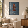 Die Brücke im Mantel – Poster im schwarzen Holzrahmen im Wohnzimmer, ohne Weißrand.