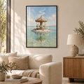 Das Salzkarussell – Poster im schwarzen Holzrahmen im Wohnzimmer, ohne Weißrand.