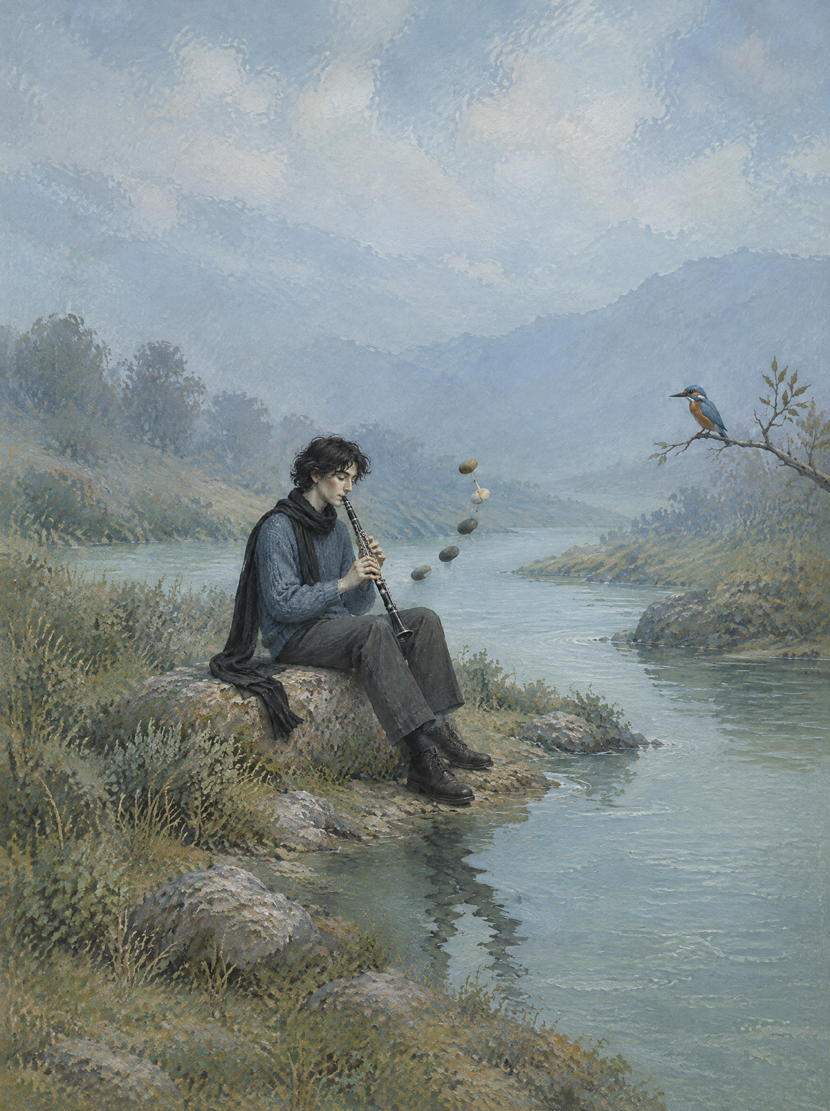 Das Konzert der Kiesel – Kunstmotiv ohne Rahmen.