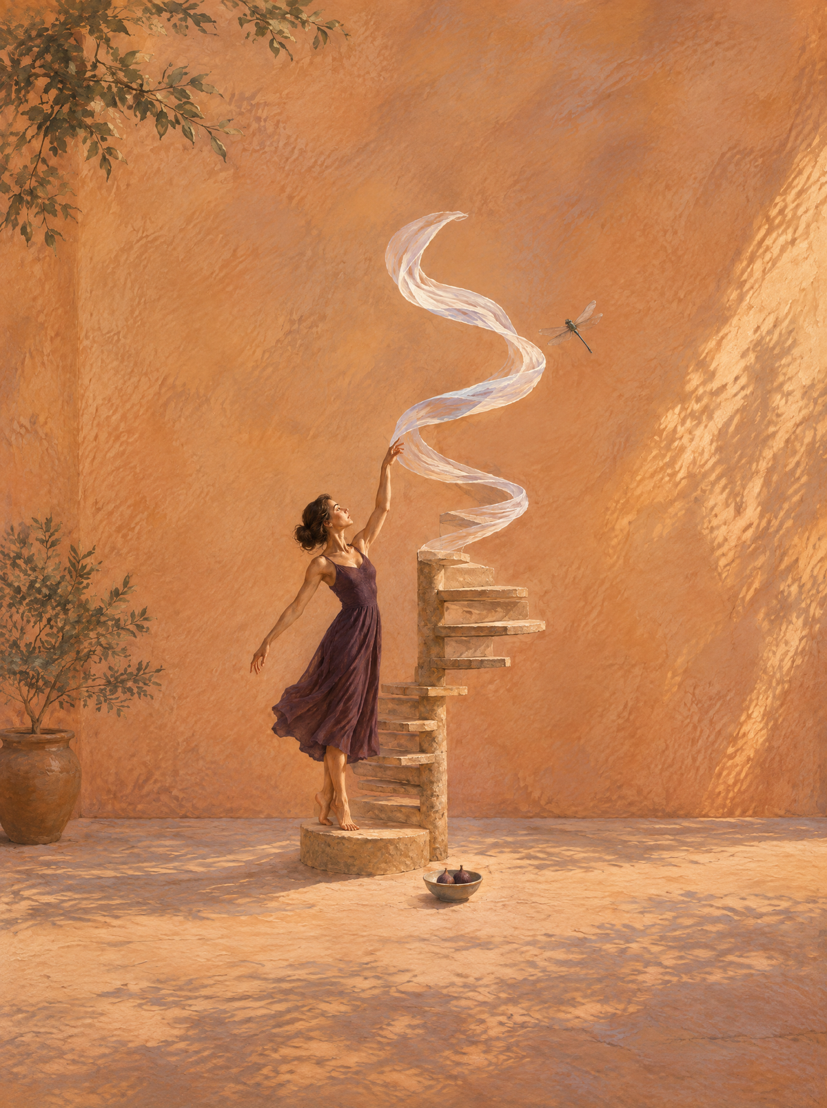 Die Tänzerin der Windtreppe – Kunstmotiv ohne Rahmen.