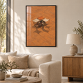 Der Markt der wandernden Schatten – Poster im schwarzen Holzrahmen im Wohnzimmer, ohne Weißrand.
