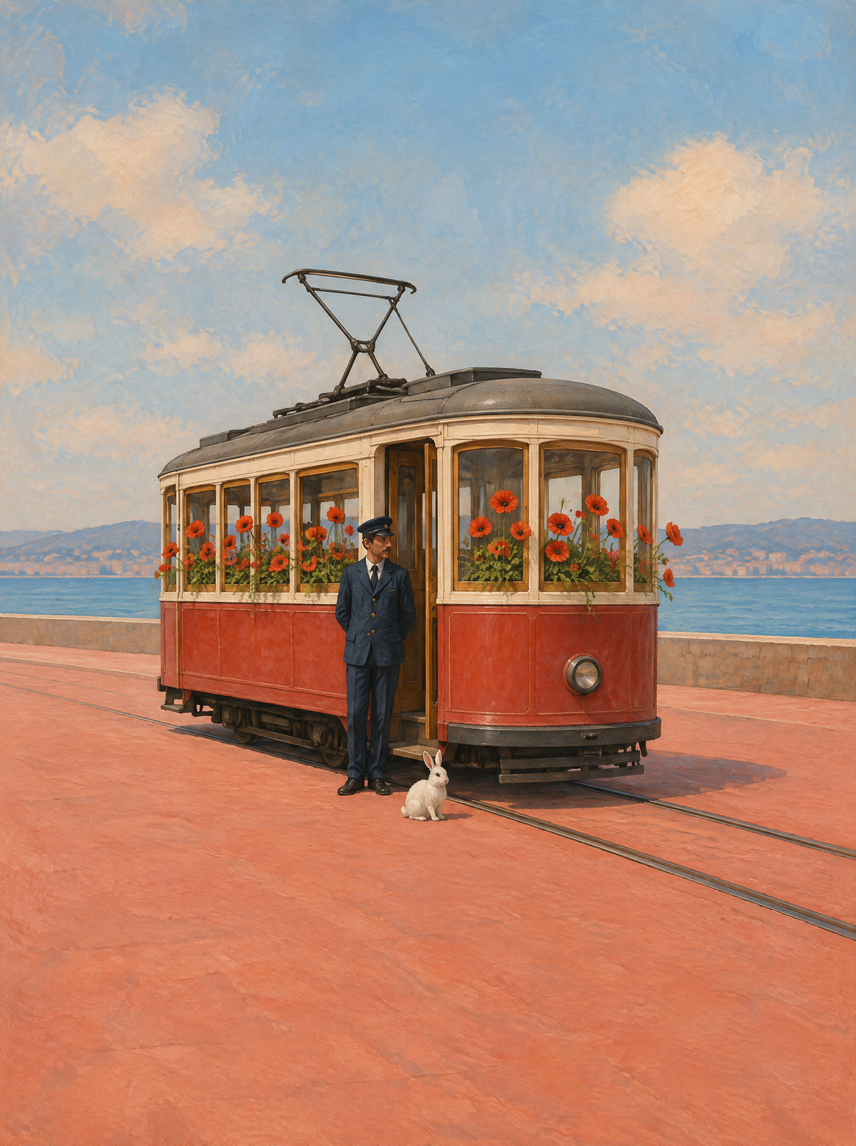 Die Tram der Mohnblumen – Kunstmotiv ohne Rahmen.