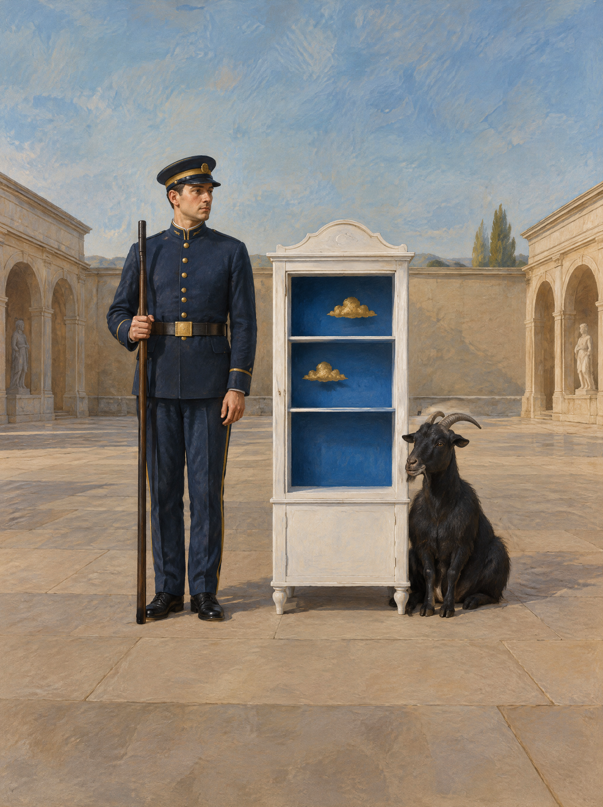 Die Wächterin des Porzellanhimmels – Kunstmotiv ohne Rahmen.