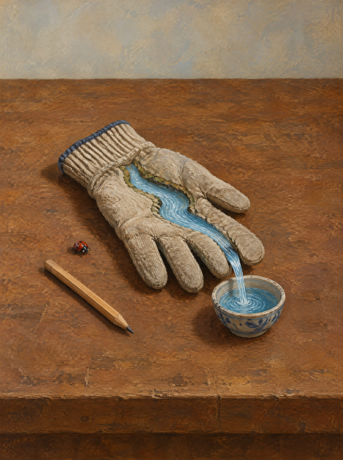 Der Fluss im Handschuh – Kunstmotiv ohne Rahmen.