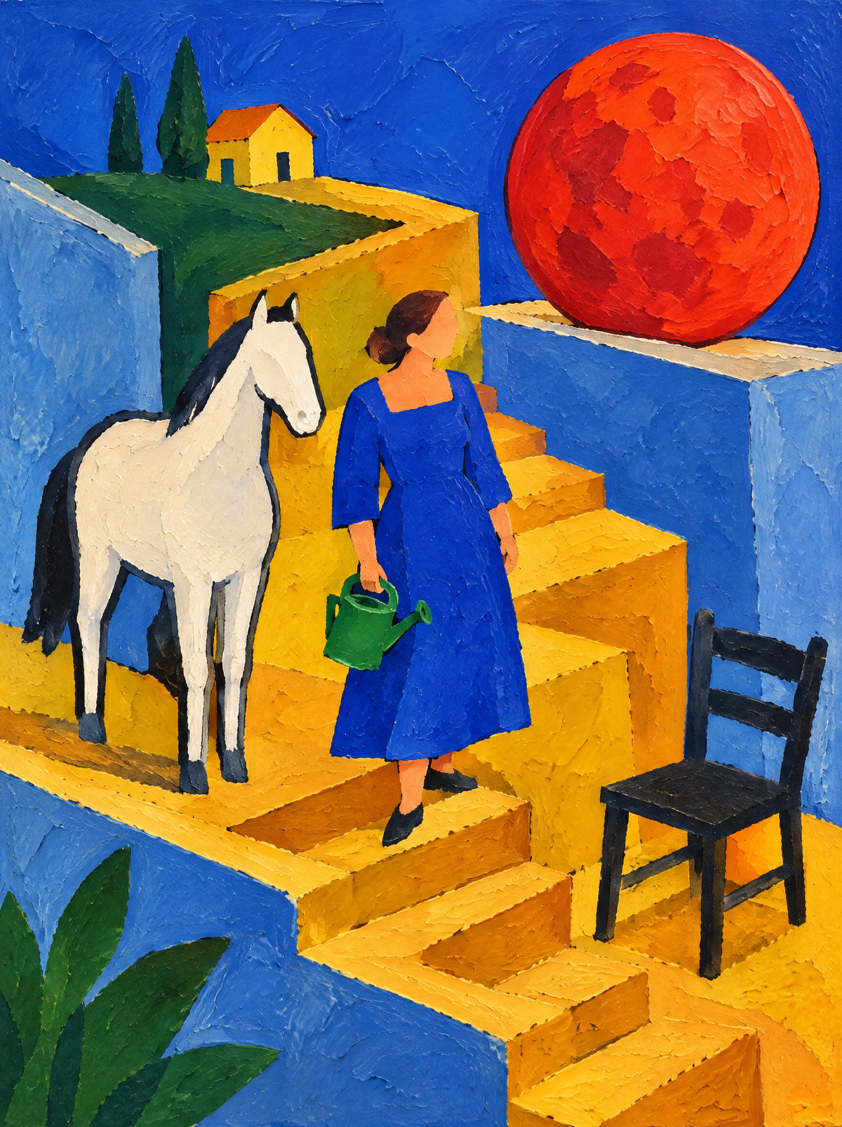 Die Frau mit dem roten Mond – Kunstmotiv ohne Rahmen.
