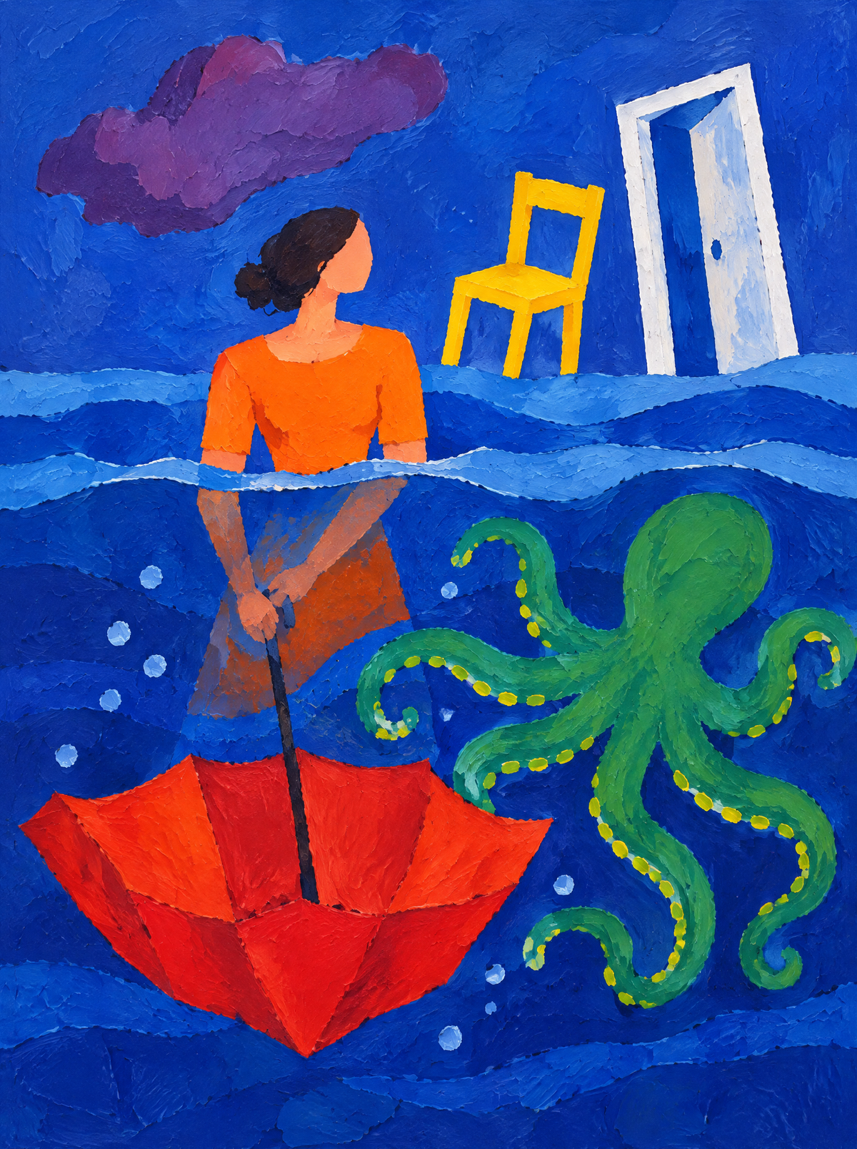 Der Schirm unter Wasser – Kunstmotiv ohne Rahmen.