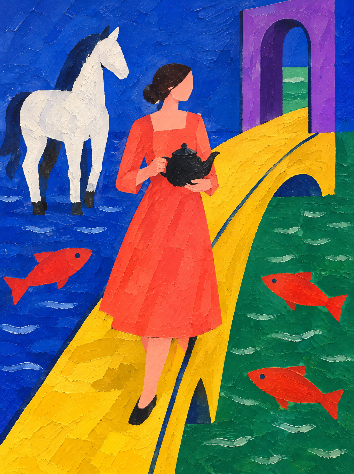 Die Frau zwischen zwei Meeren – Kunstmotiv ohne Rahmen.