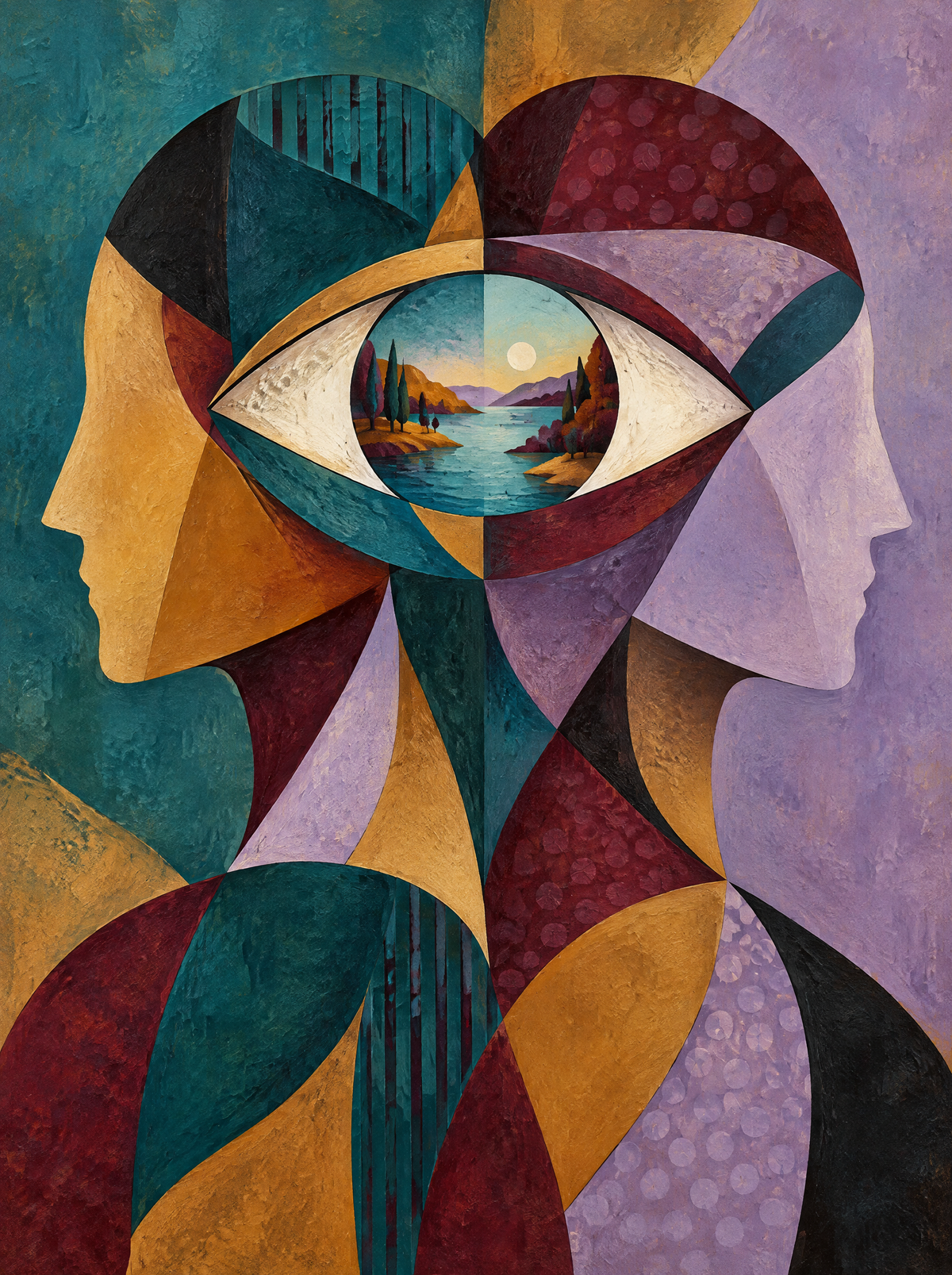 Das geteilte Auge – Kunstmotiv ohne Rahmen.