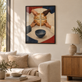 Das geteilte Brot – Poster im schwarzen Holzrahmen im Wohnzimmer, ohne Weißrand.