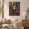 Das Haus der vielen Türen – Poster im schwarzen Holzrahmen im Wohnzimmer, ohne Weißrand.