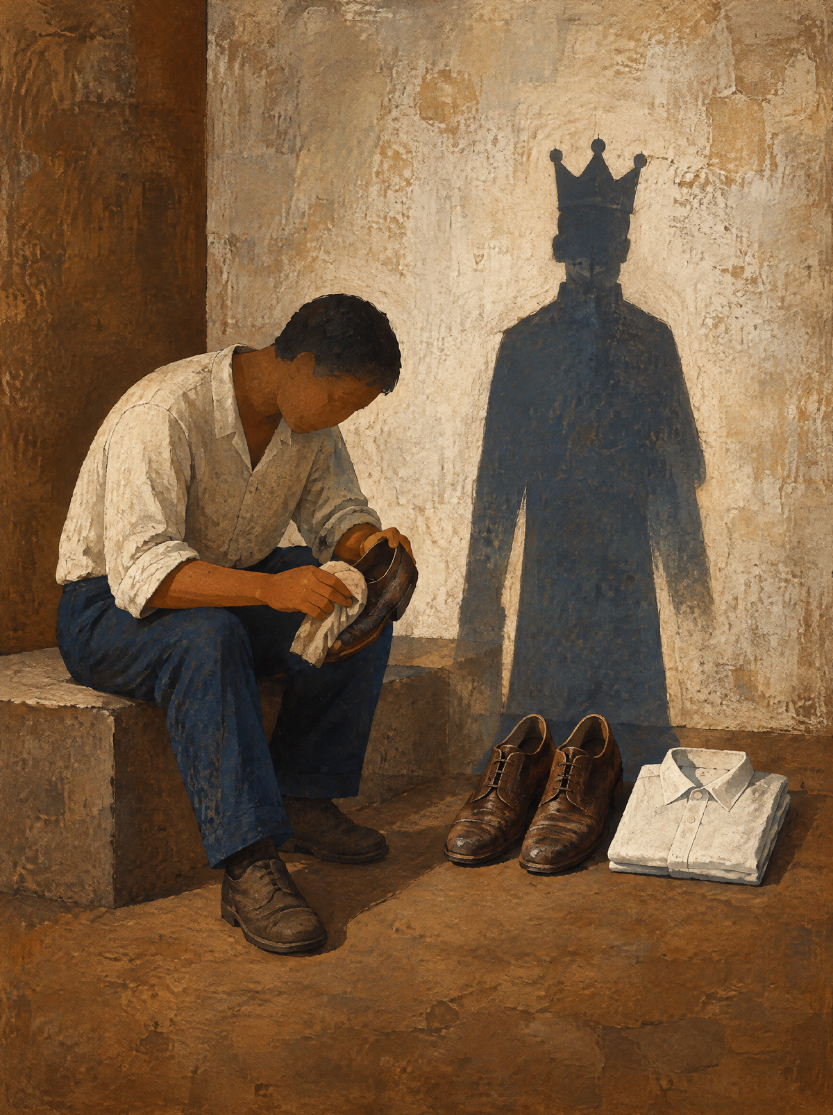 Die sauberen Schuhe – Kunstmotiv ohne Rahmen.