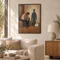 Die sauberen Schuhe – Poster im schwarzen Holzrahmen im Wohnzimmer, ohne Weißrand.