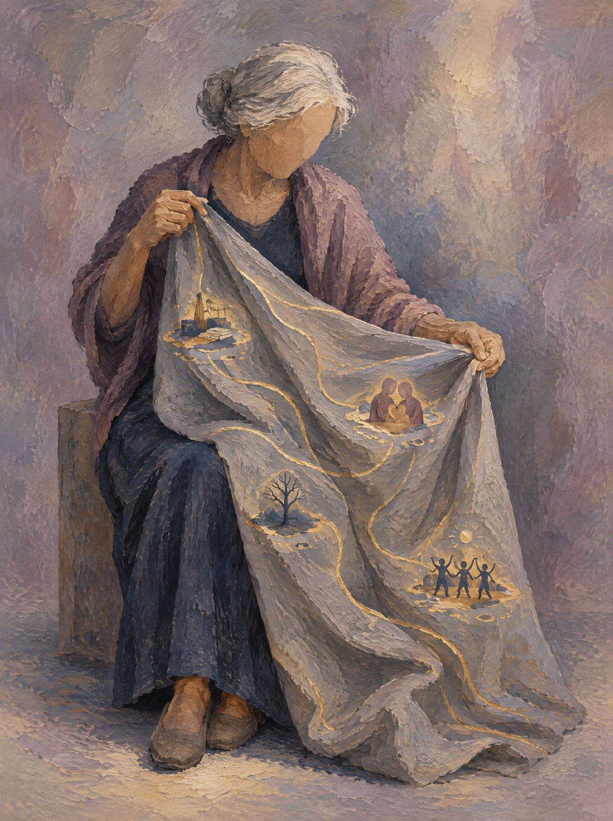 Die goldenen Falten – Kunstmotiv ohne Rahmen.