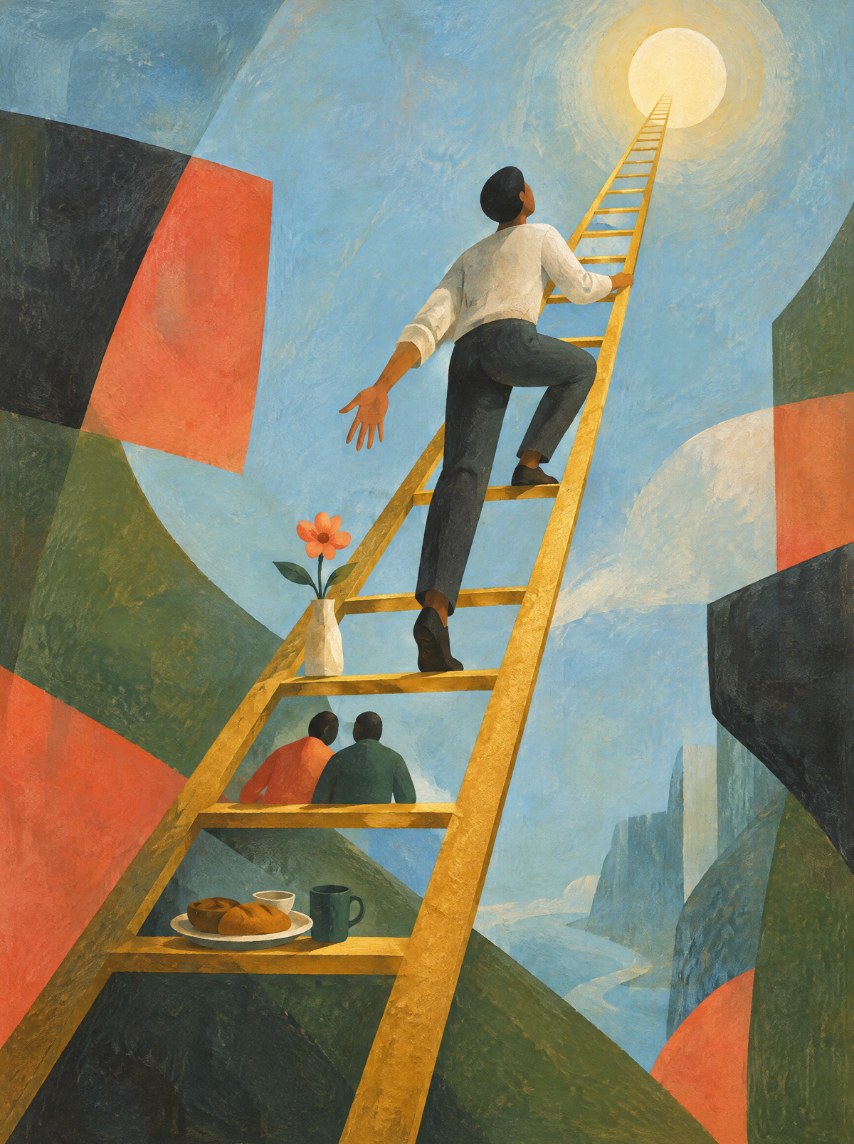 Die Leiter zum Jetzt – Kunstmotiv ohne Rahmen.
