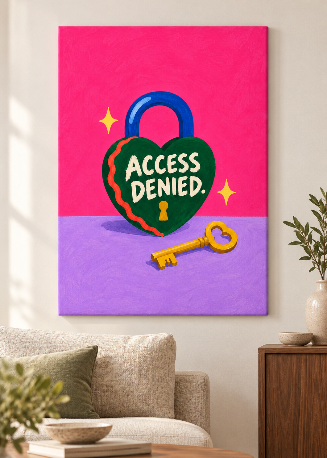 Access Denied – rahmenlose Leinwand im Wohnraum
