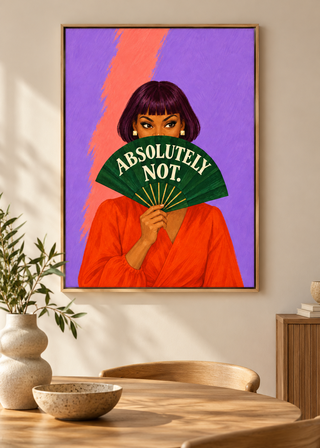Absolutely Not – Leinwand im hellen Eichenrahmen