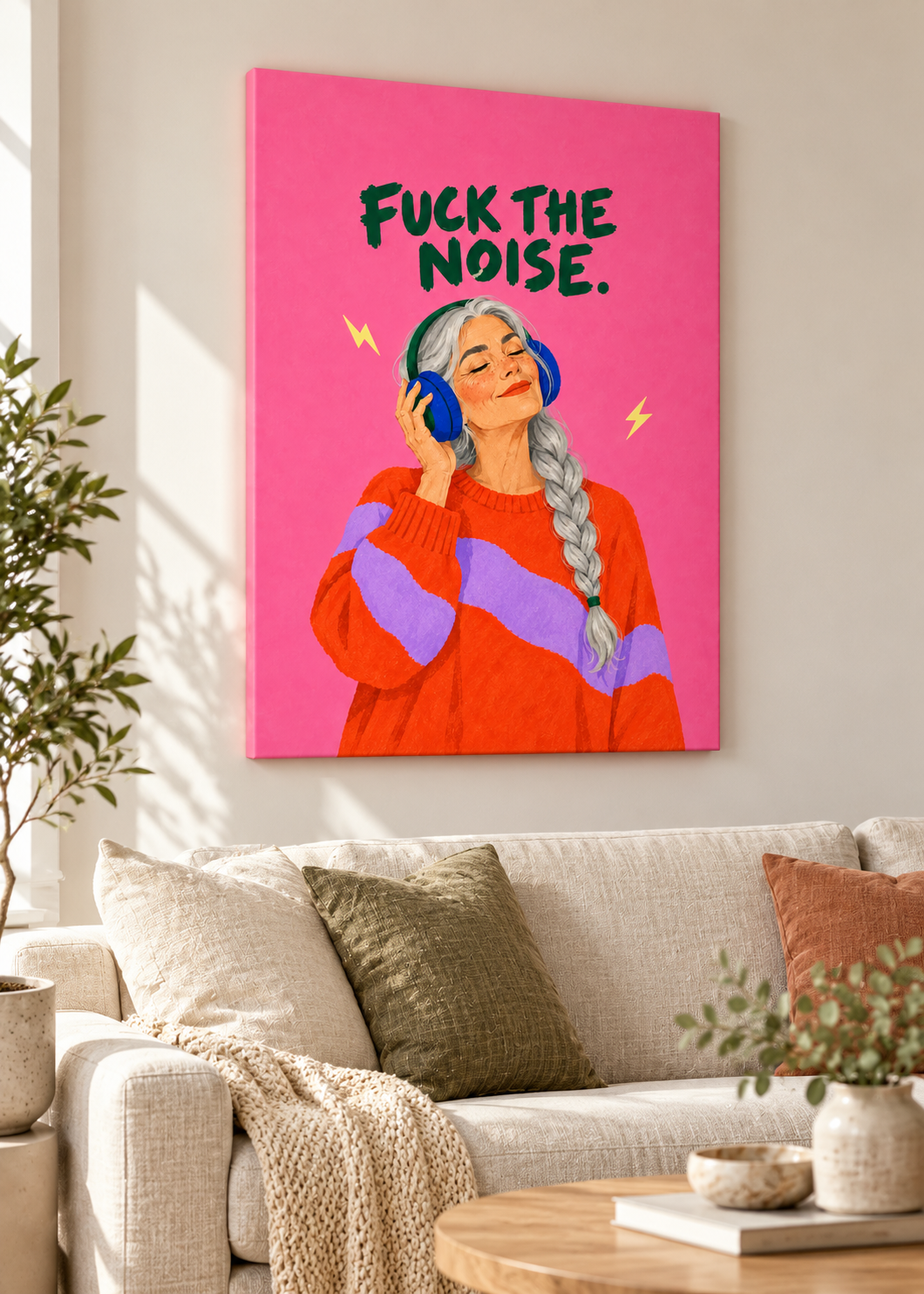 Fuck the Noise – Leinwand Slim ohne Rahmen