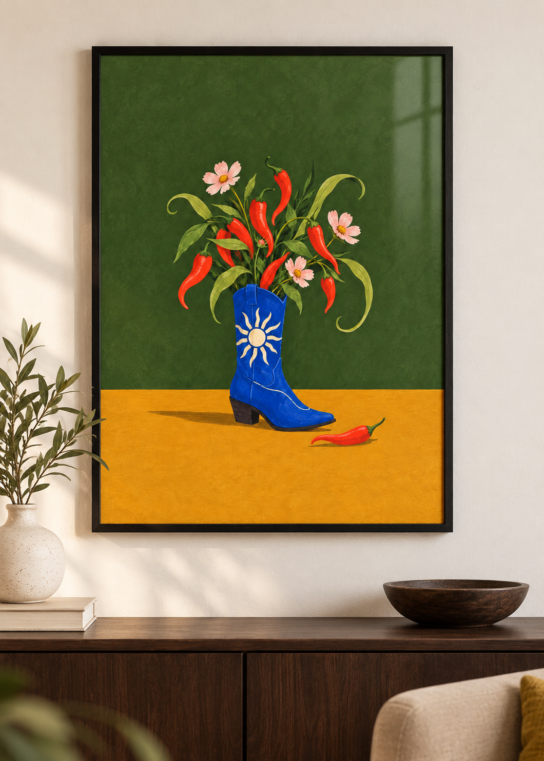 Hot Stuff – Poster im schwarzen Holzrahmen