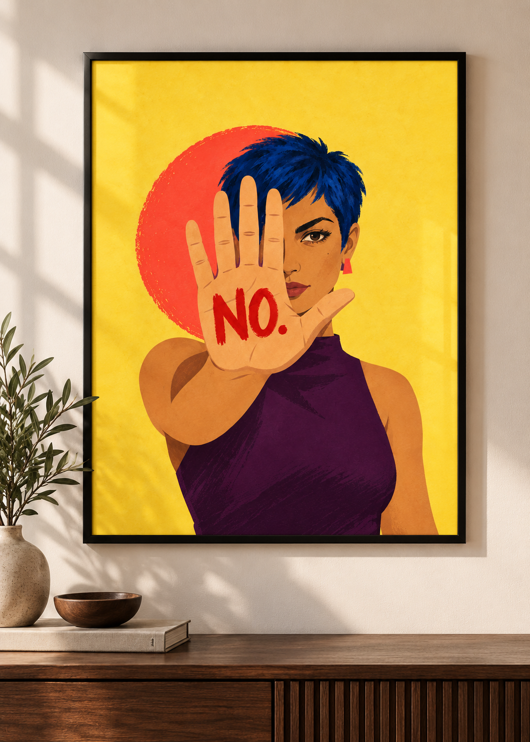 No – Poster im schwarzen Holzrahmen