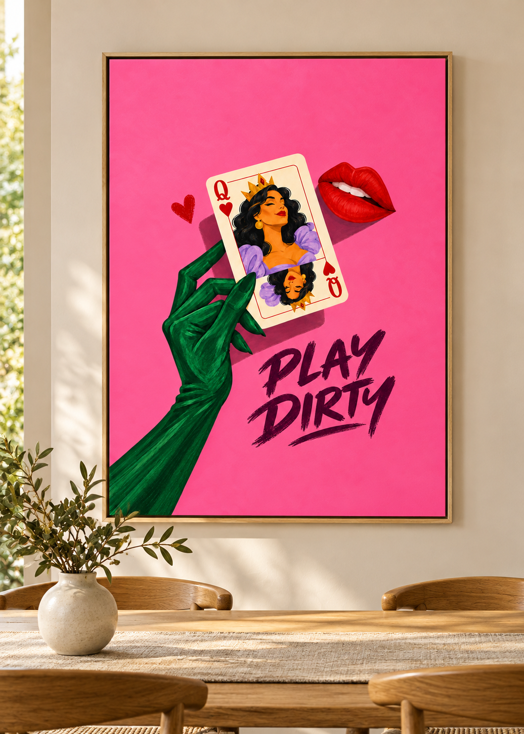 Play Dirty – Leinwand im hellen Eichen-Schattenfugenrahmen