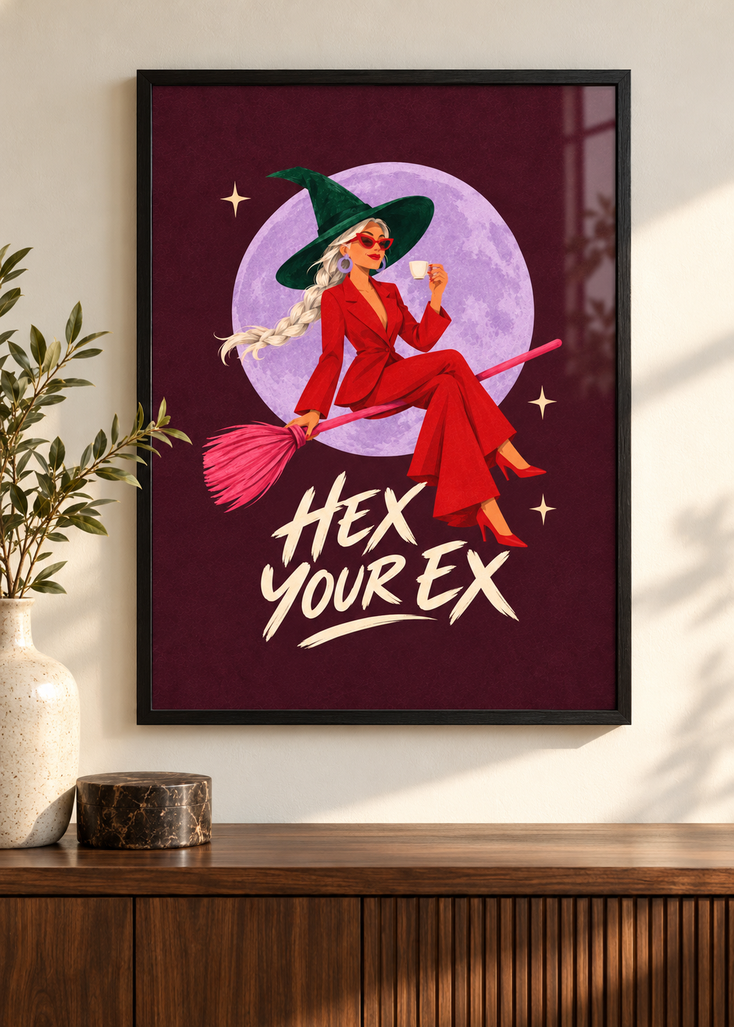 Hex Your Ex – Poster im schwarzen Holzrahmen